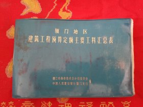 厦门地区建筑工程预算定额主要工料汇总表