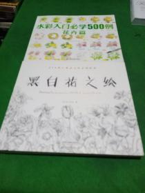 水彩入门必学500例 花卉篇、黑白花之绘(两本合售)