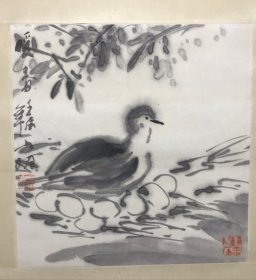 吴山明，暖春精品，尺寸：34x33cm，纸本立轴