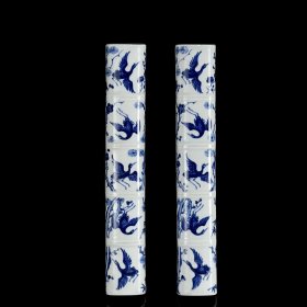 大明成化青花仙鹤纹镇纸。