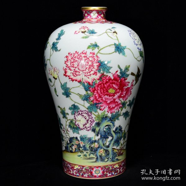 清雍正粉彩花卉纹梅瓶尺寸33*20厘米