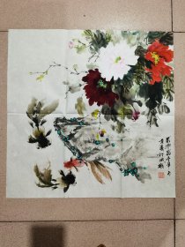 江西南昌花鸟画名家崔景涛牡丹图精品