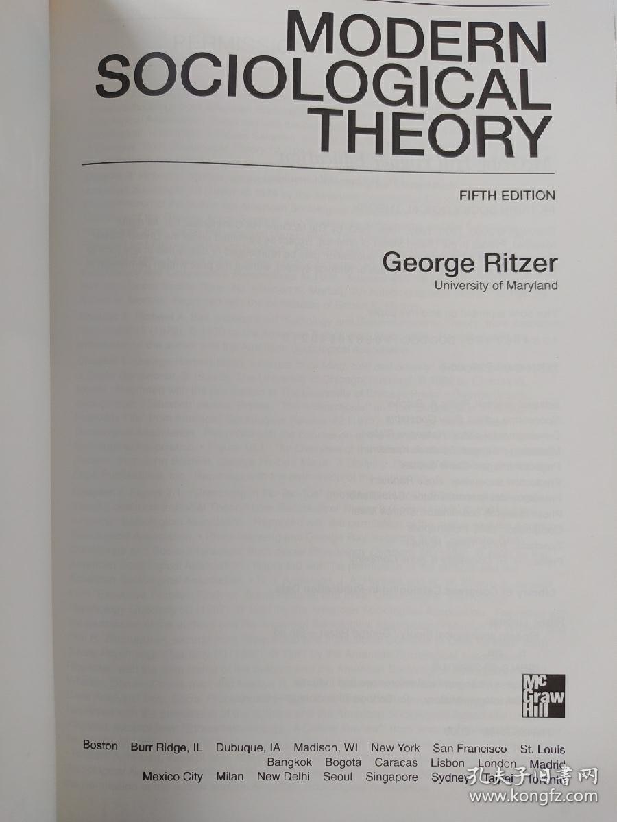 英文原版书 Modern Sociological Theory   George Ritzer (Author) 现代社会学理论