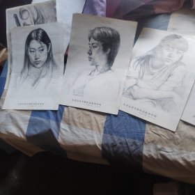 美术高考名师作品临摹挂图13张及素描图2张，素描册一本