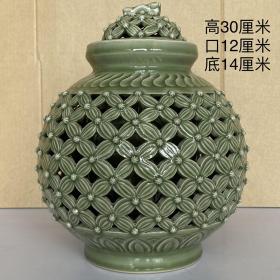 旧藏 耀州窑镂空盖罐