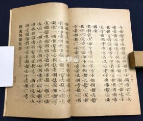 《净土三部经读诵谱本》1册全，和刻本，汉文，明治37年，1904年版，机器纸，铅印，内为无量寿经，观无量寿经，阿经等净土三部经，小字汉字部分为原文，并以大字汉字表原文汉字的读诵发音，故称“谱本”，多为我国古代唐音，汉音，吴音的反映，较为稀见。