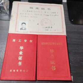 一个人（李晓明）的三本毕业证书：长沙市二十二中学结业证书 长沙市商业技工学校烹饪专业毕业证书 长沙市电视中等专业学校毕业证书