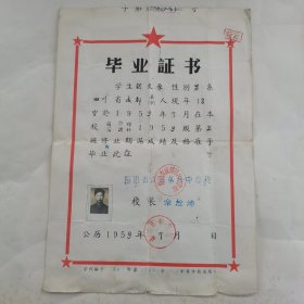 四川省成都第八中学校1959年高中毕业证