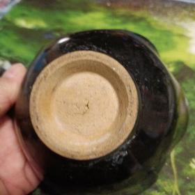 古董瓷器宋吉州窑玛瑙釉花口碗结晶小盏，重量208克，直径12厘米，高4.8厘米
