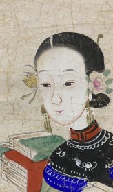 清末民国，桃花坞或者杨柳青版画，仕女图。立轴，画心尺寸58x23cm