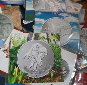 银币，加拿大1/4盎司20加元系列，2016年霸王龙。女王去世，升值空间大！