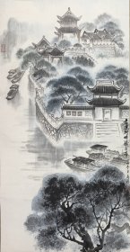 【当代著名女画家戴孟清先生】精品《舣舟亭 》，原裱镜片，品相如图。 聚珍轩画廊保真销售，请放心选购！实价销售，议价勿扰！看中请直接下单，谢谢！