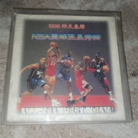 1998精美台历（NBA篮球巨星特辑，尺寸：9*9*厘米，背面是十二生肖，含塑盒