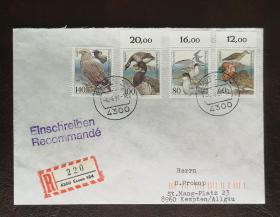德国 1991年 动物保护邮票 挂号  首日封  实寄封  贴海鸟 海雕  燕鸥 黑雁邮票

实图，邮票封片类满30包邮政挂号信