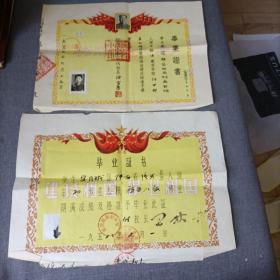 五十年代汉中第一中学，潼关县初级中学夫妻俩毕业证