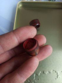 清代袖珍老印泥盒，老印泥。木质不祥