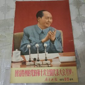 广东画报【团结胜利的党的第十次全国代表大会万岁】（1973年8.9合刊）不缺页