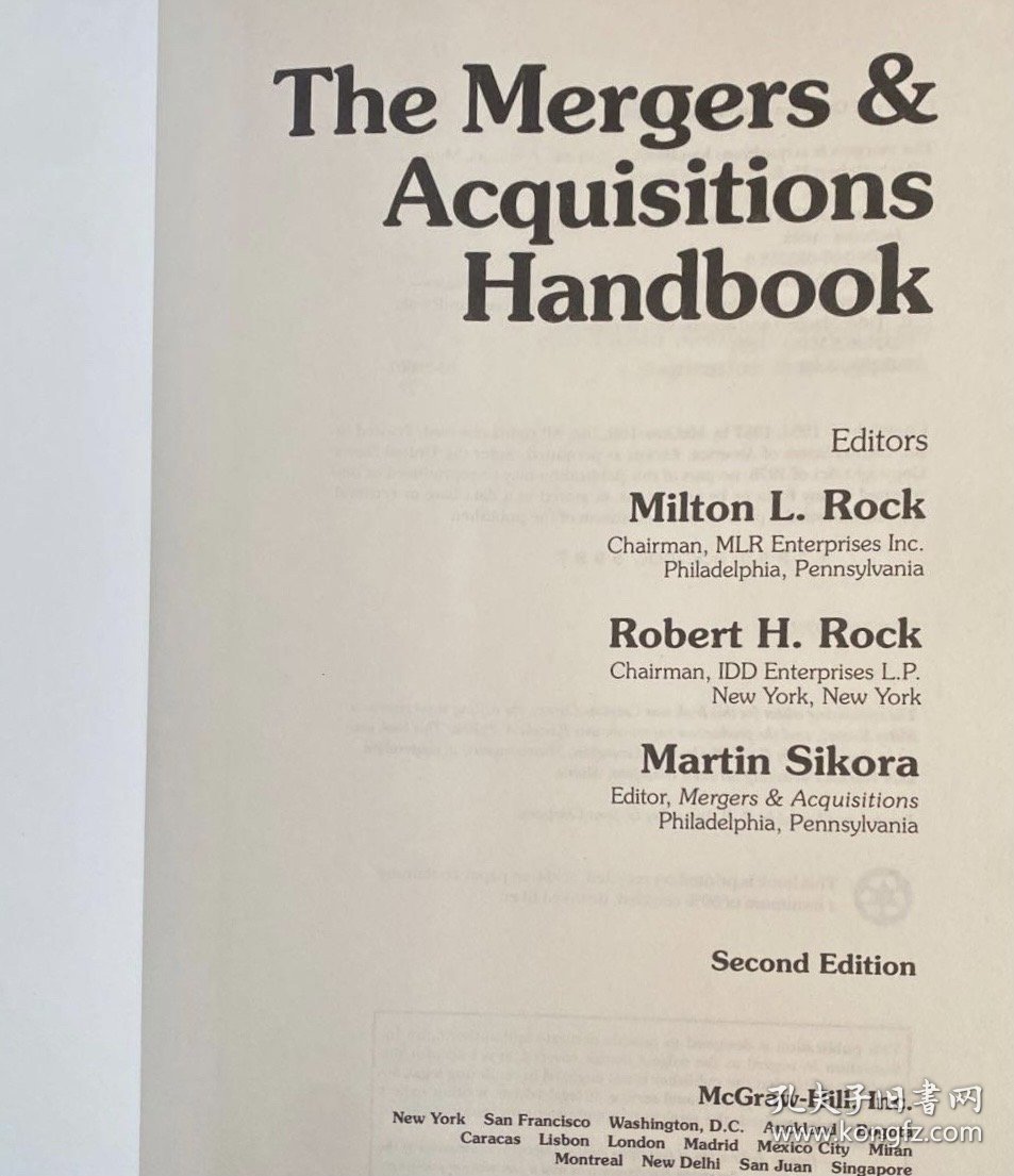 英文原版第二版 the Mergers and Acquisitions Handbook (second edition)