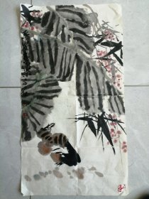 手绘国画作品二幅鹰击长空侍有时