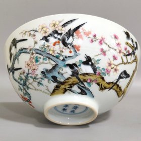 清代雍正喜鹊登梅碗