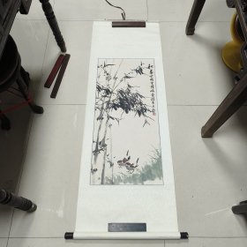 1994年（常州）陆迅（画）程舍予（题款）: 花鸟画《秋晨》立轴（净尺寸: 93.5*42cm）—— 包邮！