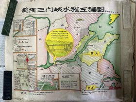 黄河三门峡水利工程图 等15张手绘地图