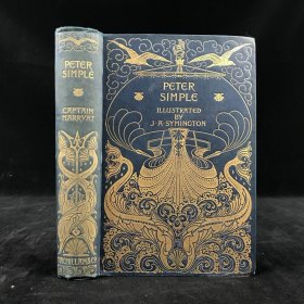 Peter Simple.书口三面鎏金！1895年，马里亚特《单纯的彼得》，数十幅插图，漆布精装，封面书脊烫金压花