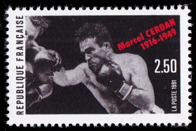 FR2法国1991年 拳王马赛尔塞唐比赛中出击体育 拳击邮票 外国邮票 新 1全