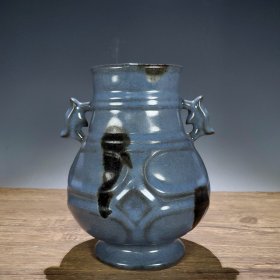 宋官窑点斑双耳瓶 尺寸高20.2CM宽15.5CM （亏本捡漏特价处理）
