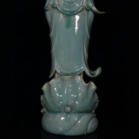 宋代汝窑开片送子观音(47×15cm)