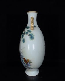 清乾隆珐琅彩智勇双全鎏金扁瓶;40x29厘米