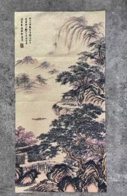 唐伯虎山水画刺绣织锦画