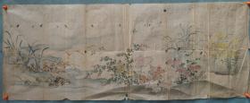 【725】清代时期，花鸟图，纸本画稿，尺寸104✘40.5。无款。