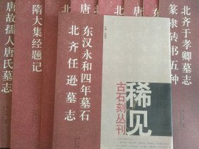 稀见古石刻丛刊9册合售：东汉永和四年墓石 北齐任逊墓志、北齐于孝卿墓志 篆隶砖书五种、北齐天保造像题记 东魏李光显墓志、北齐刘难陀墓志 唐张夫人墓志、北魏元长文墓志、北魏赵盛夫妻墓志 唐吕府君墓志、北魏穆景胄墓志、隋大集经题记、唐故孺人唐氏墓志