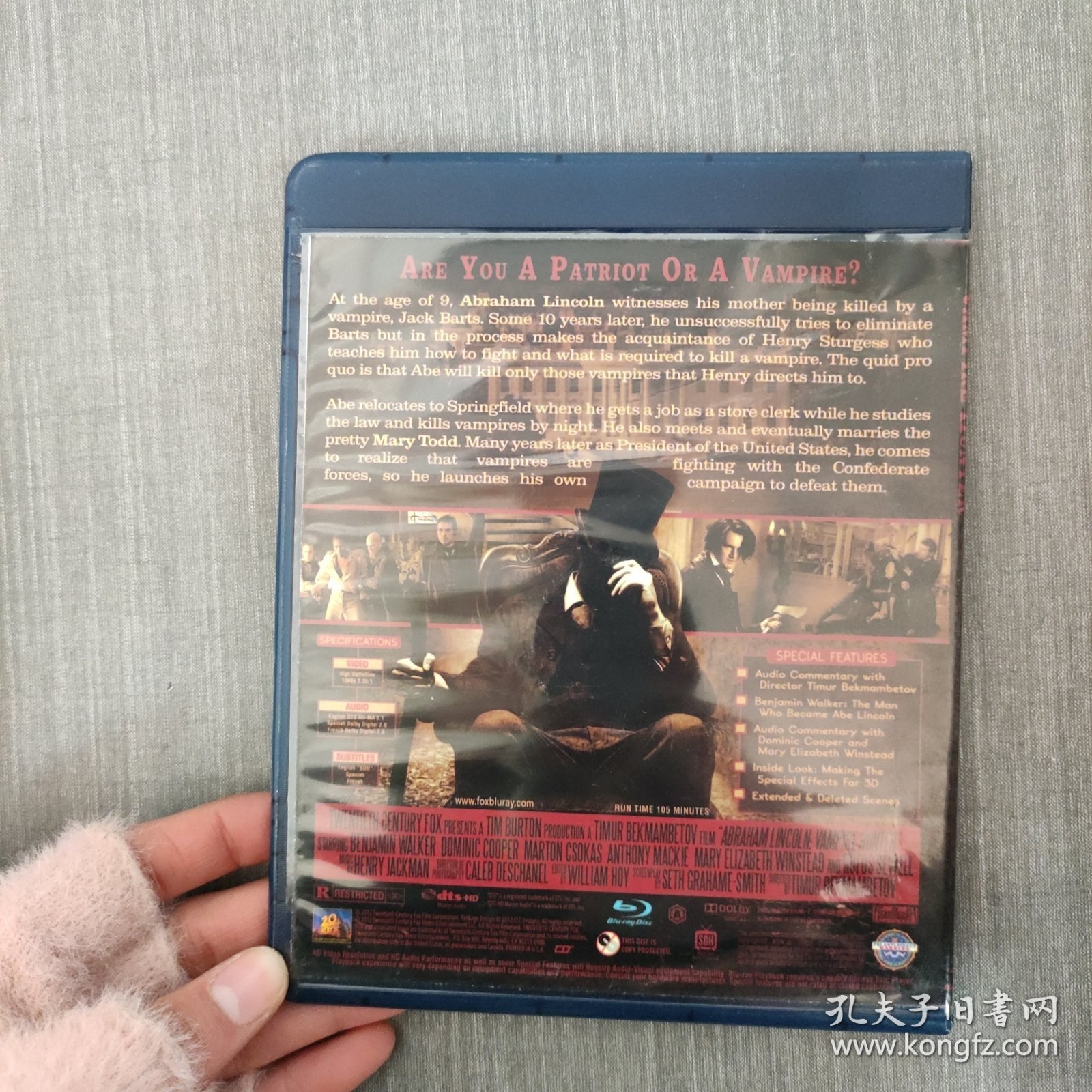 610高清影视光盘 DVD: 吸血鬼猎人林肯 一张光盘 盒装