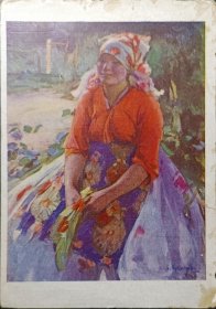 苏联明信片，1959年农村女孩明信片
