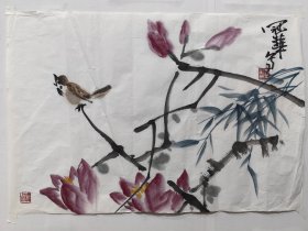 花鸟画软片，商冠华，尺寸45x68公分