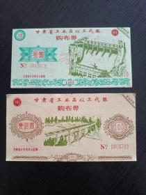 1993年甘肃省工业品以工代赈 购布券2枚