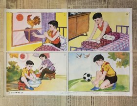 80年代小学思想品德教学挂图《自己的事情自己做》尺寸：2开