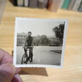 老照片–骑自行的青年（右后方有一队人）