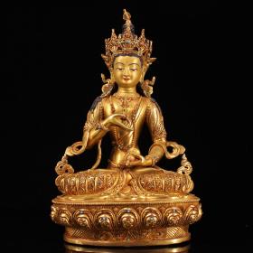 珍藏西藏寺院纯手工顶级工匠打造雕刻镶嵌宝石纯紫铜鎏金镶嵌宝石高端金刚萨垛一尊
重5036克  高38厘米  宽22厘米。