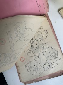 民国时期动漫画稿 十六开一册 共35张 绘画非常漂亮