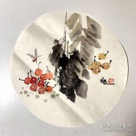 胡人国画团扇花鸟小品252