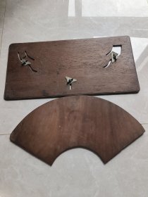 民国 文人画扇面用 扇板二件 小的应该是楠木板 品相如图稍微坏 二件合卖 大的尺寸60x30cm左右