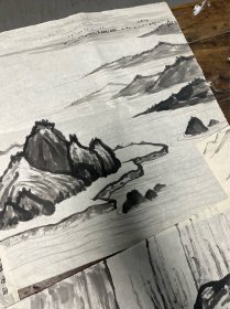 八十年代 山水画稿7张