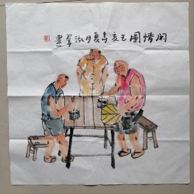 125名家绘精品国画斗方    闲情图