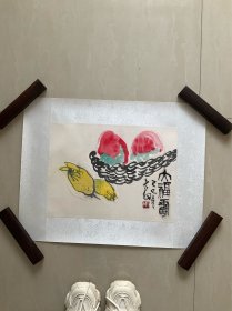 旧花绫镜心画一副，，画心尺寸：34x 46，，包手绘不是印刷品。