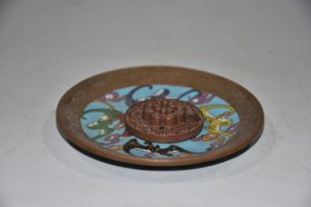 早期收藏 纯铜景泰蓝掐丝福字香插 尺寸：宽9厘米 厚1厘米 重149克左右