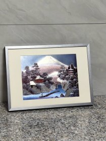 富士山雪景 古风 国风 风景画 粗闪铝箔画 装饰画 挂画 摆画 工艺画 世界名画 dufex 日本回流