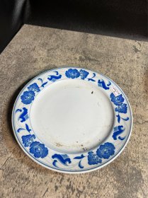 80年代，醴陵新民瓷厂，釉下芙蓉花20厘米碟子一块8
